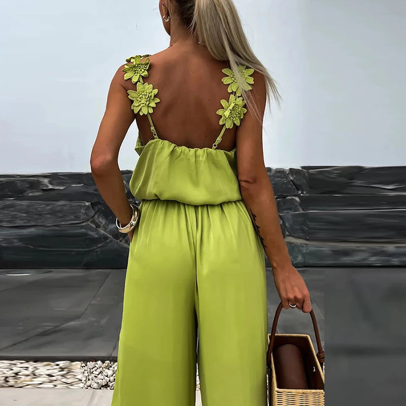 Female Jumpsuit For Women Casual Summer Solid Loose Long Jumpsuit Overalls Female
