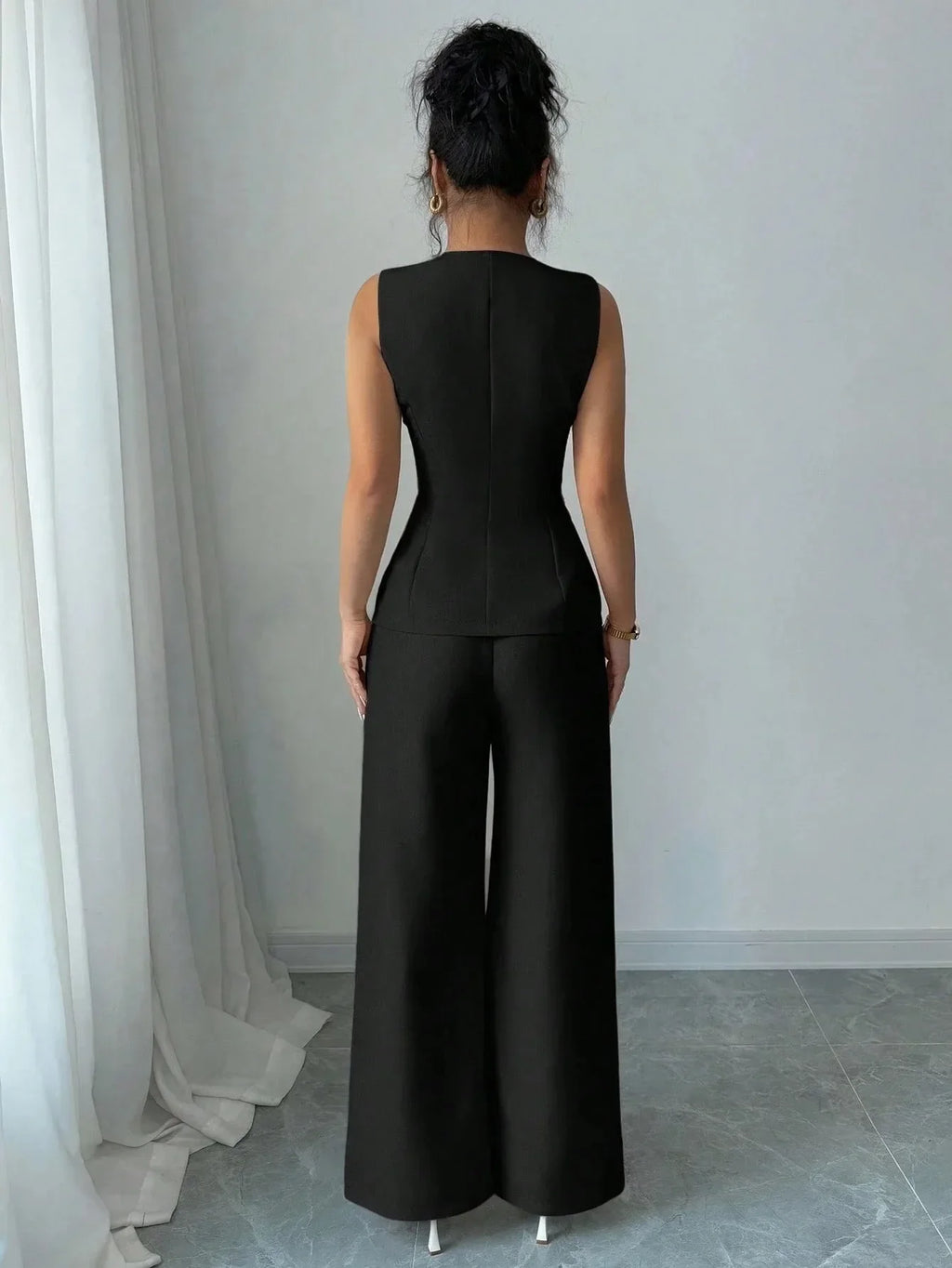 Mariana Casual Solid Color Round Neck Two-piece Set
