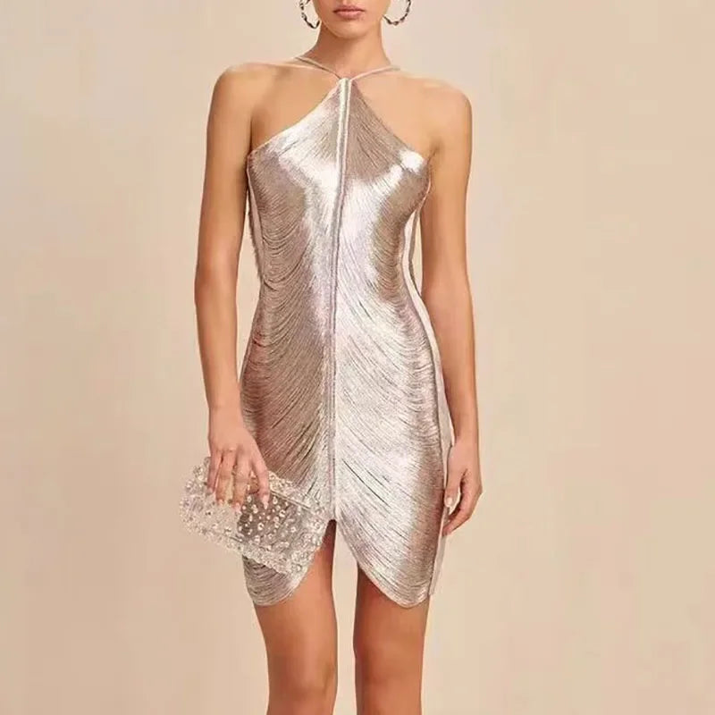 New Castle Elegant Tassel High Waist Bodycon Dress