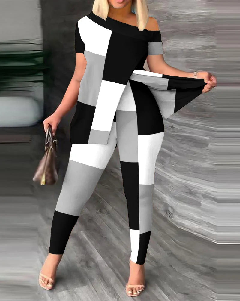 Ana Short Sleeve Suit Femme Casual Two Piece Sets