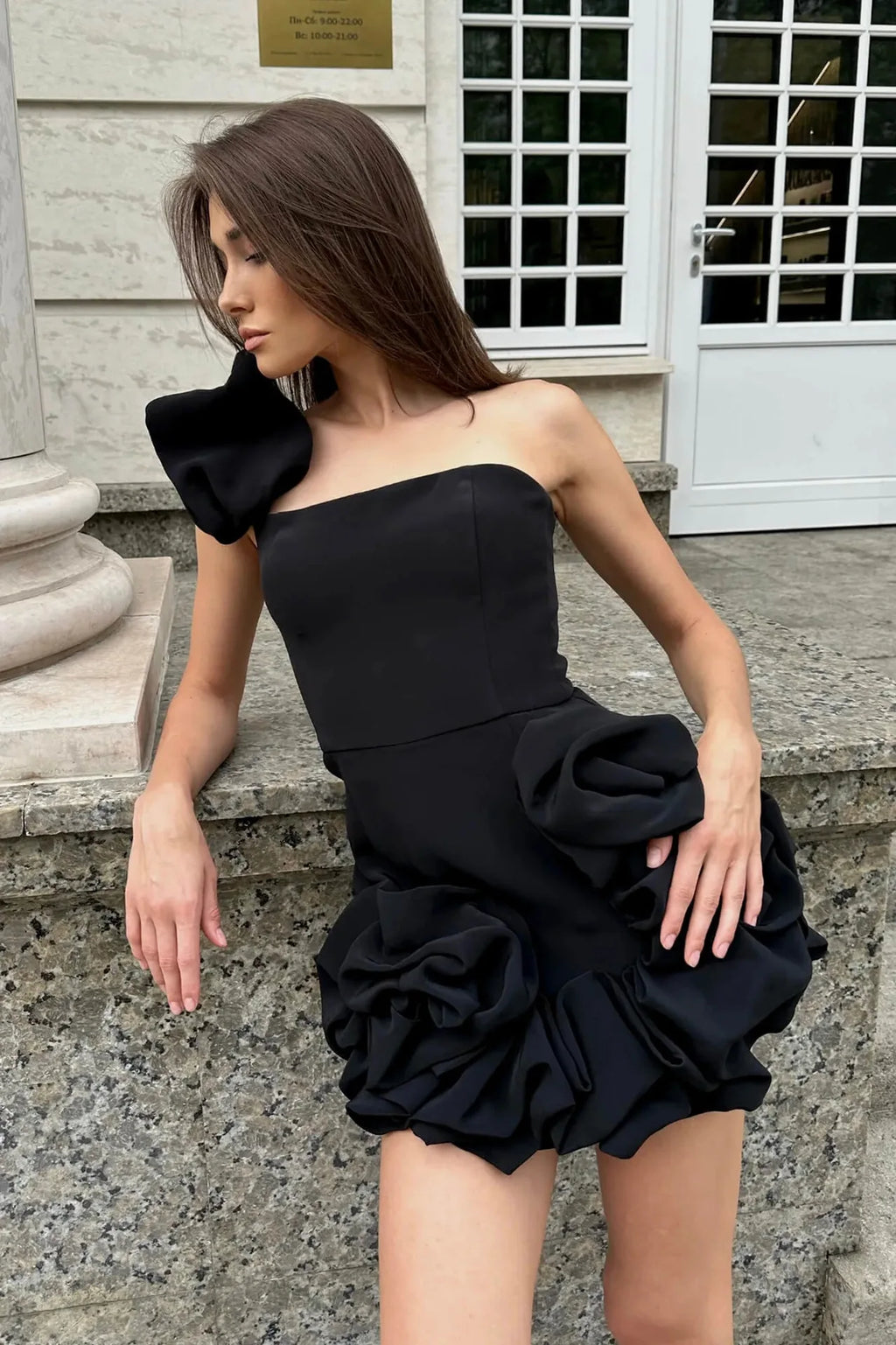 La Playa Elegant Temperament Party Flower Sleeveless Off-Shoulder Sexy Pleated Dress