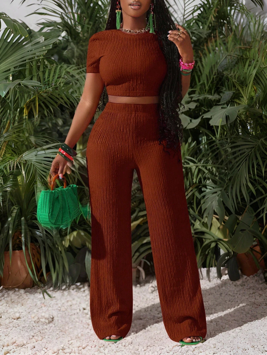 Kira Elegant Elastic Short-Sleeve Two Piece Sets