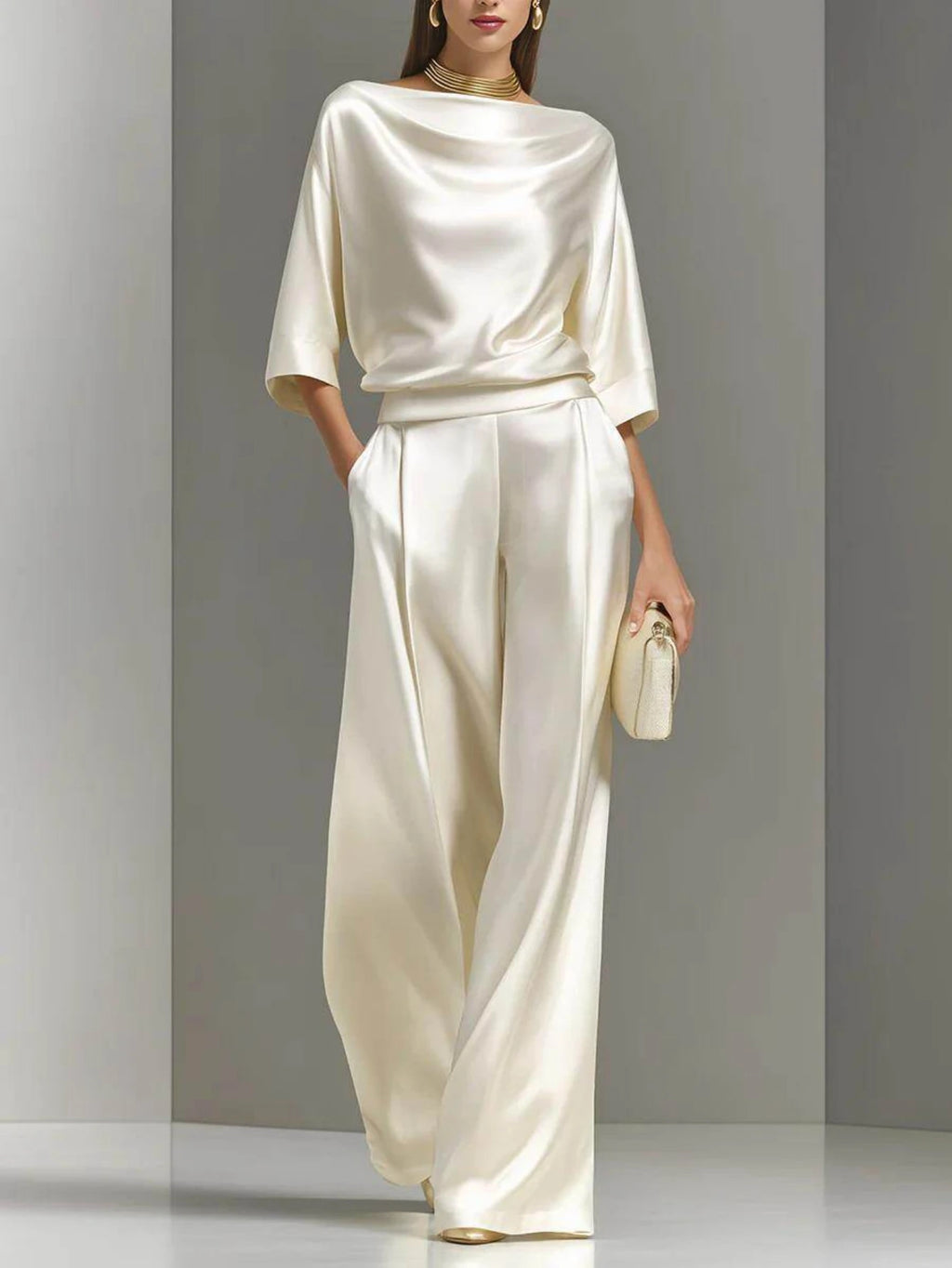 Dinora High Waist Wide Leg Pants Two Piece Sets