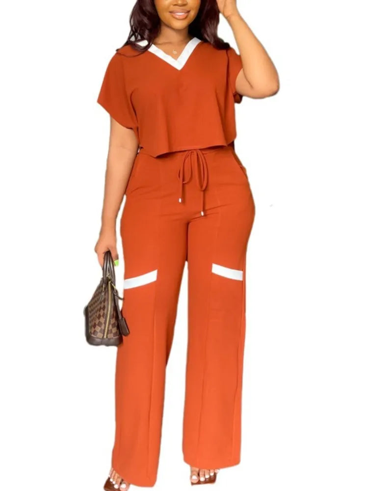 Maria Elegant Casual Short Sleeve Two Piece Sets