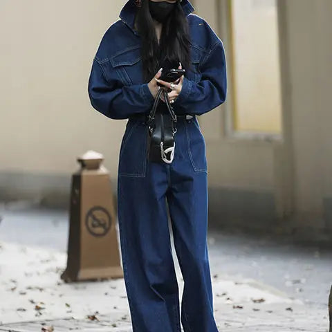 Jumpsuits Women Autumn Spring Fashion New Safari Style Loose Long Sleeve Jumpsuits Office Lady