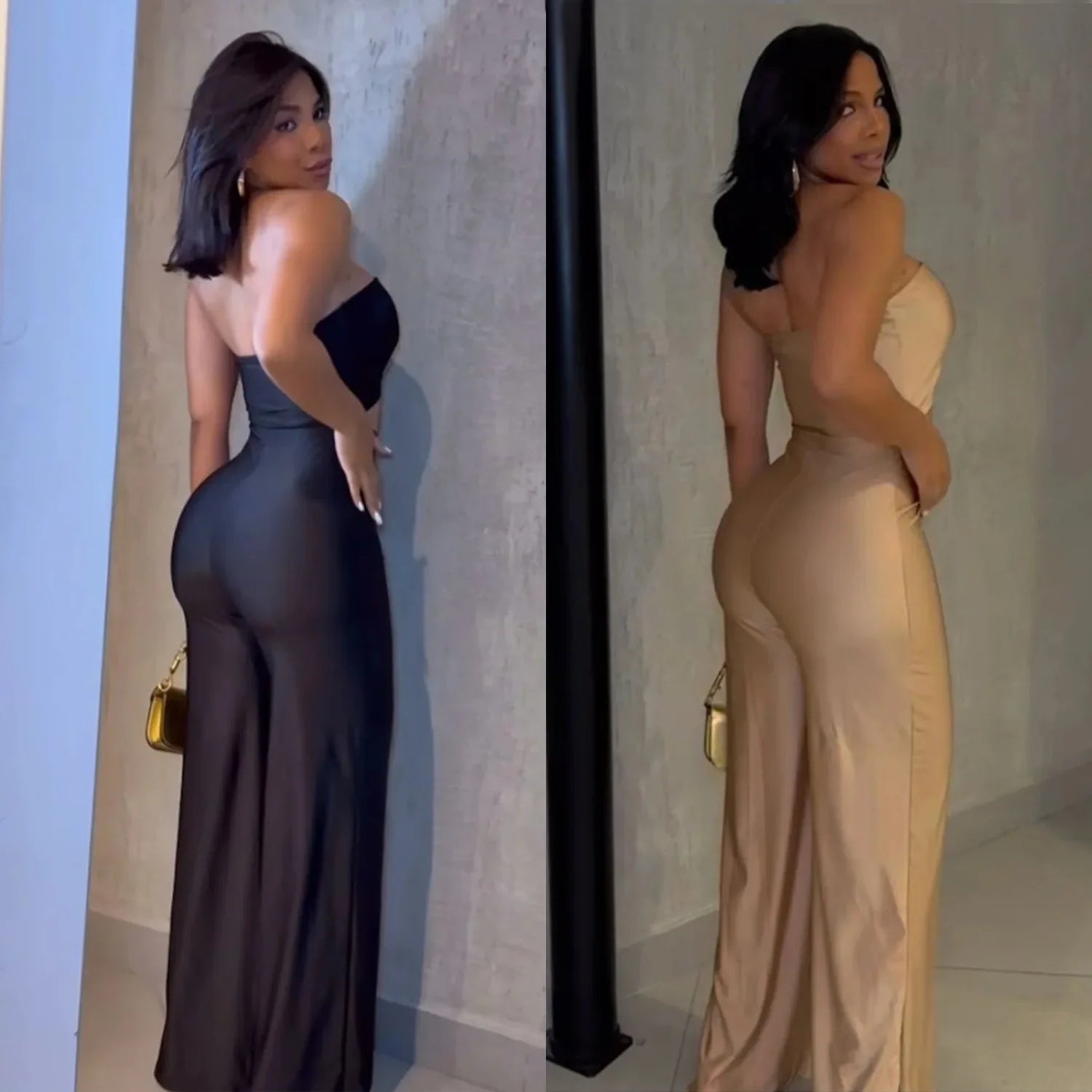 Honesdale Solid Color Sleeveless Backless Streetwear Jumpsuit