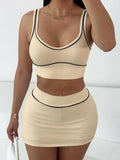 Veronica Stripe Panelled Square Neck Two Piece Sets