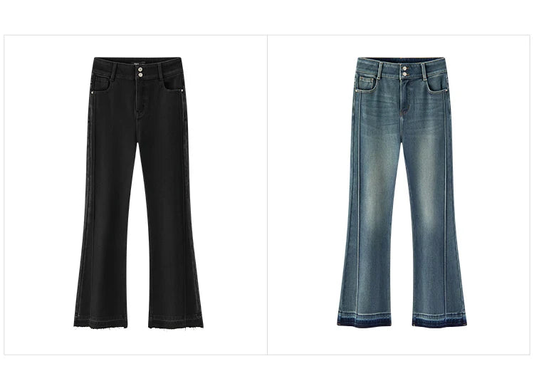 Las Vegas Slim Fit Flared Leg Solid Color Open Hem Denim