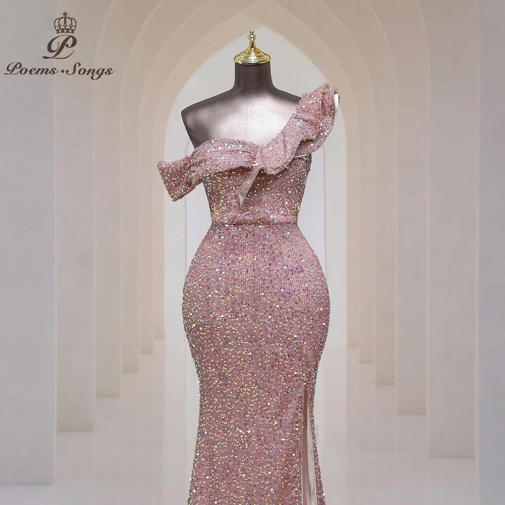 Georgia One Shoulder Evening Mermaid Sequins Party Maxi Dresses