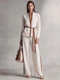 Brandy Elegant V-Neck Wide Leg Two Piece Sets