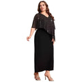 Orlando Plus Size O Neck Midi Loose Lady Chiffon Sequin Sexy Elegant Dress