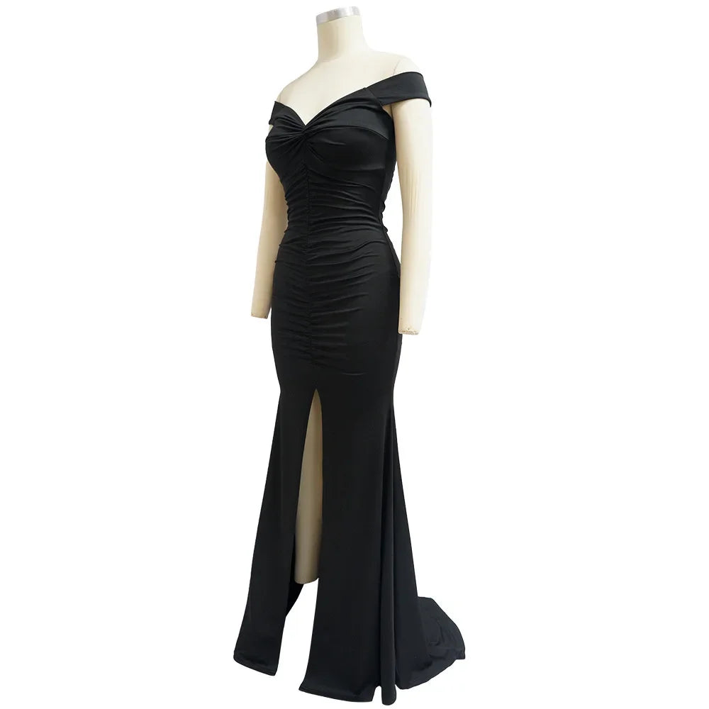 Toronto Banquet V Neck Sexy Satin Split Luxury Trailing Long Dresses