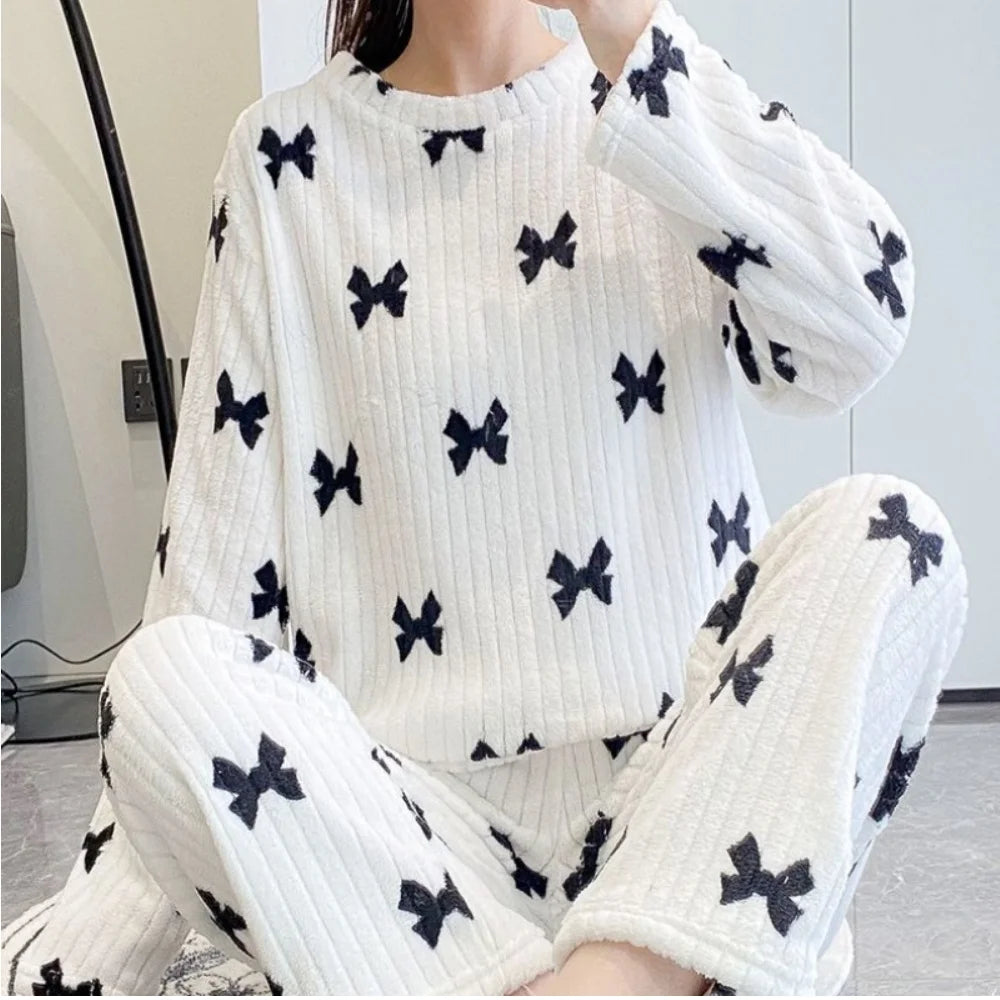 Lia Autumn Winter Plaid O-Neck Pullover Two Piece Sets