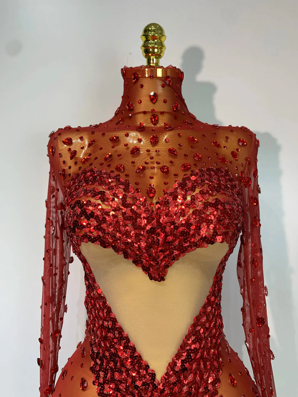 Ithaca High Quality Rhinestone Sequin Sexy See Through Mesh Mini Dress