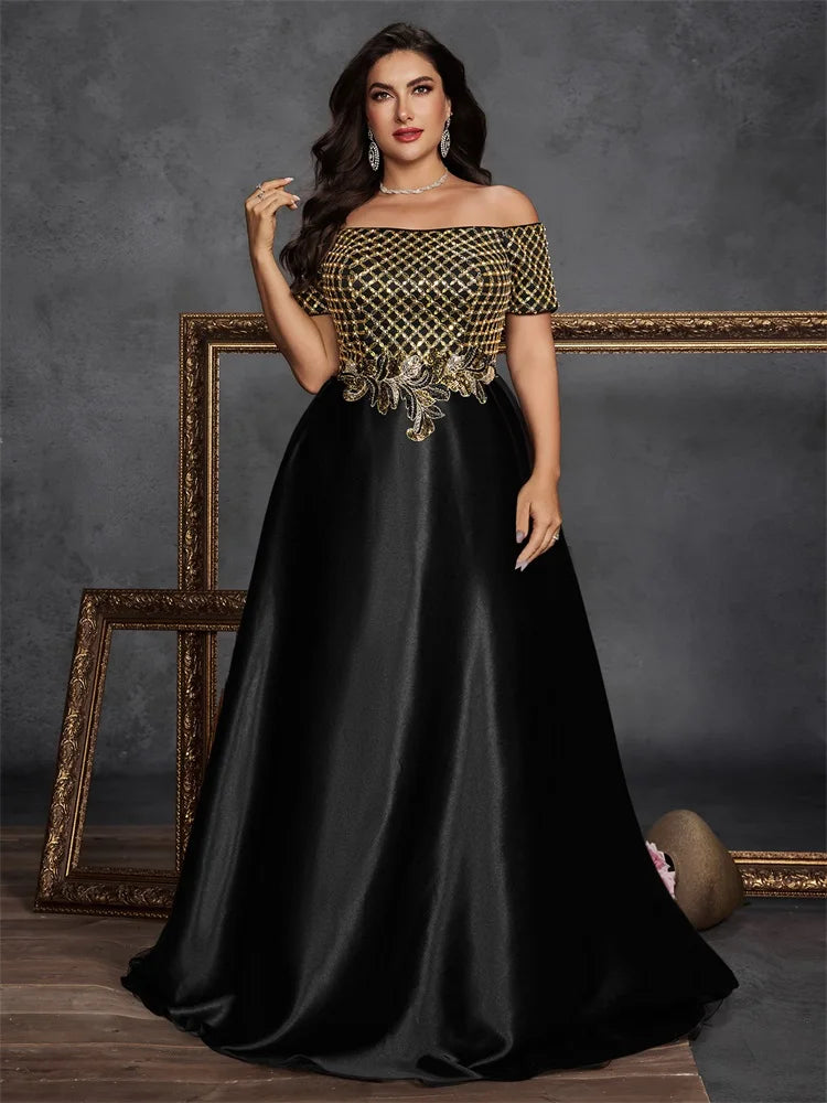 Luna Plus Size Elegant Sequins Splicing Formal Evening Dress
