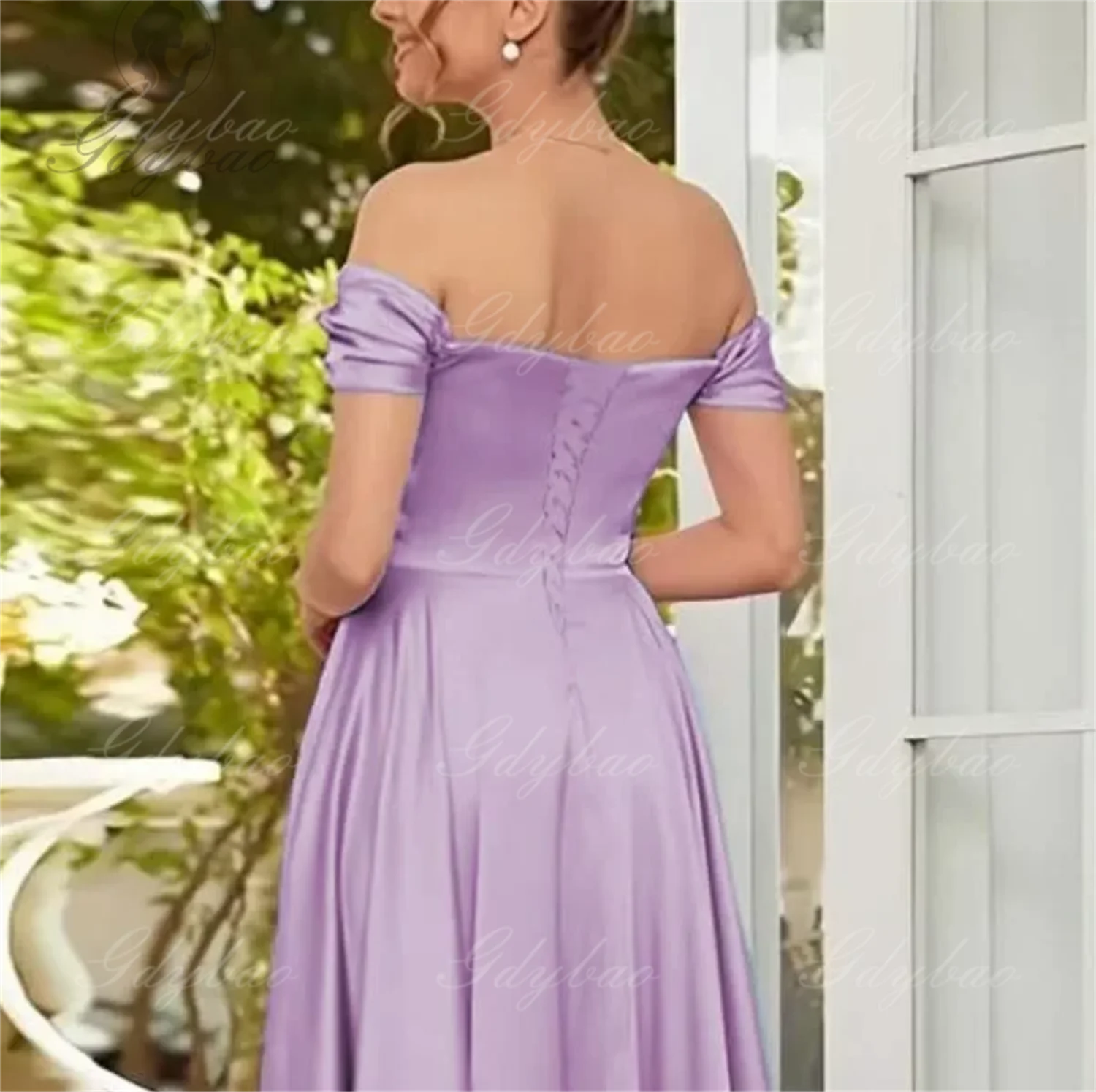 Basking Ridge Off the Shoulder Prom V-neck Backless Party Formal Evening Dress