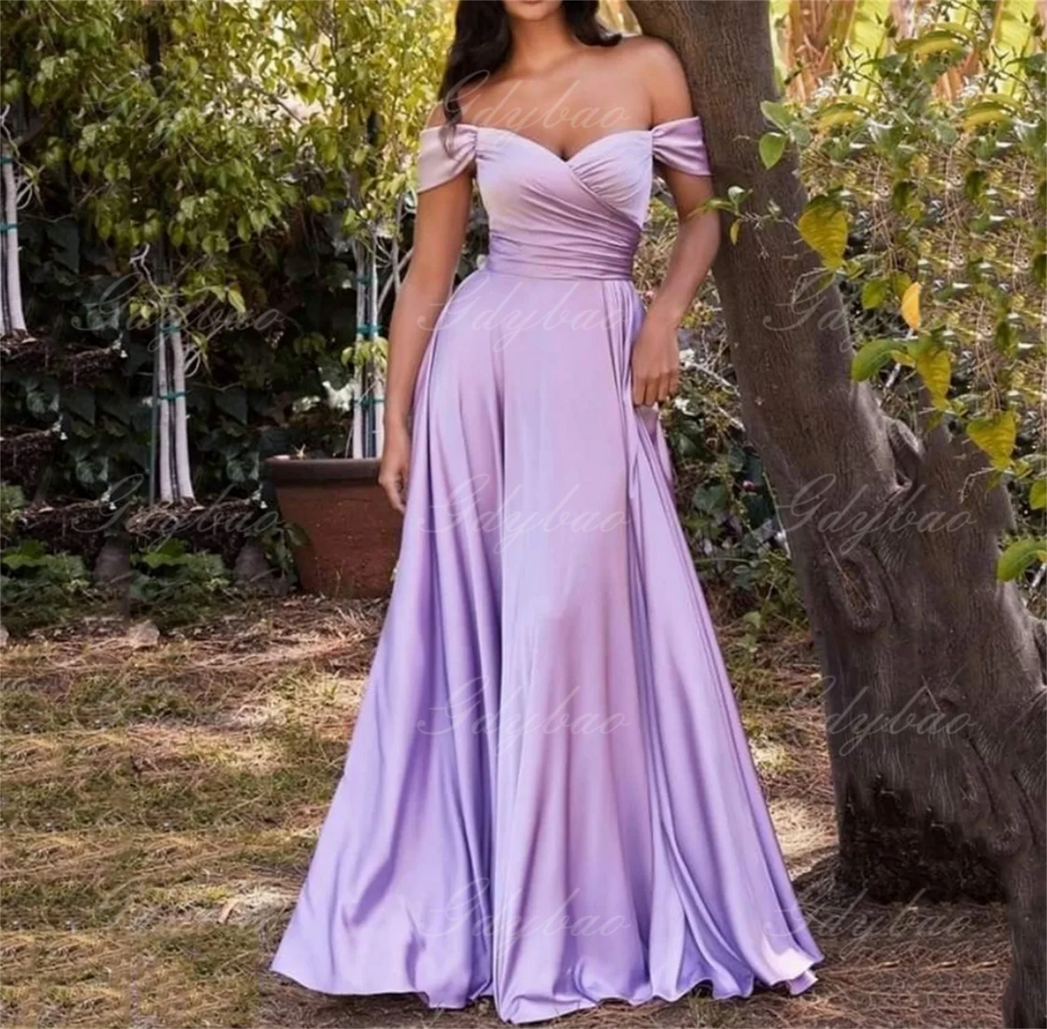 Basking Ridge Off the Shoulder Prom V-neck Backless Party Formal Evening Dress