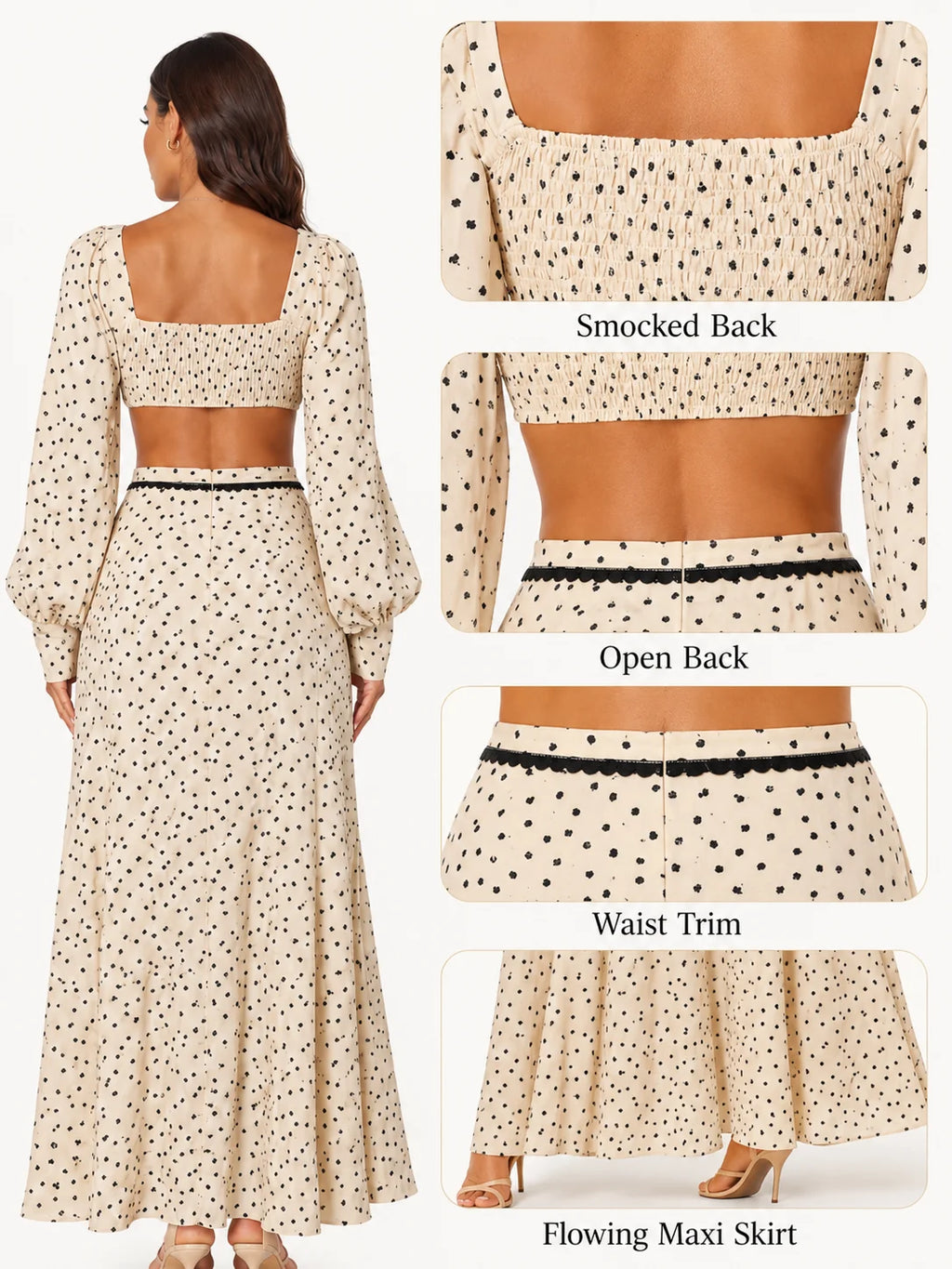 Lola Long Sleeve Cutout Back Tie‑Front Two Piece Sets