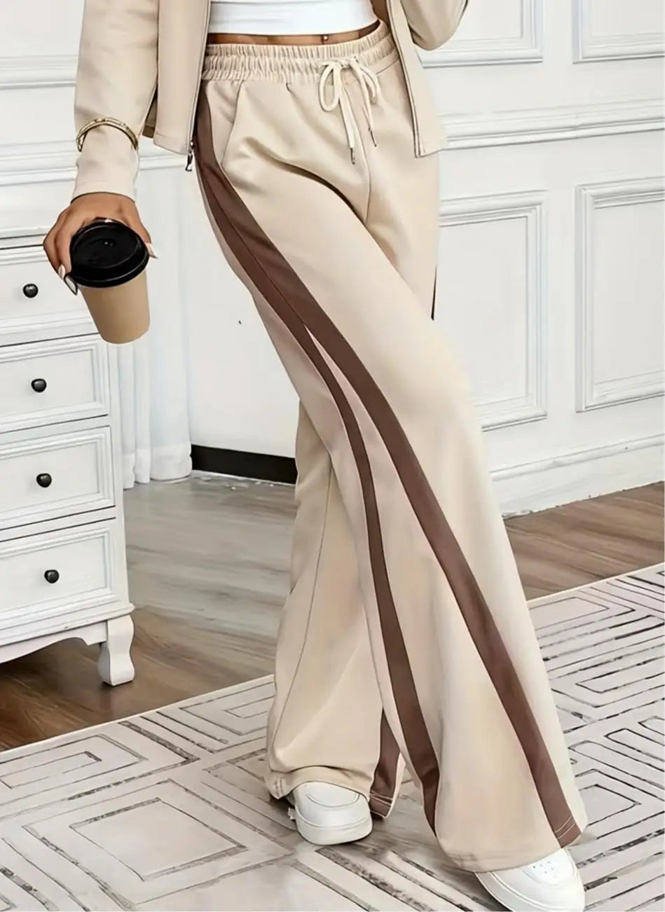 Elena Long-Sleeve Zip-Up and Straight-Leg Two-Piece Sets