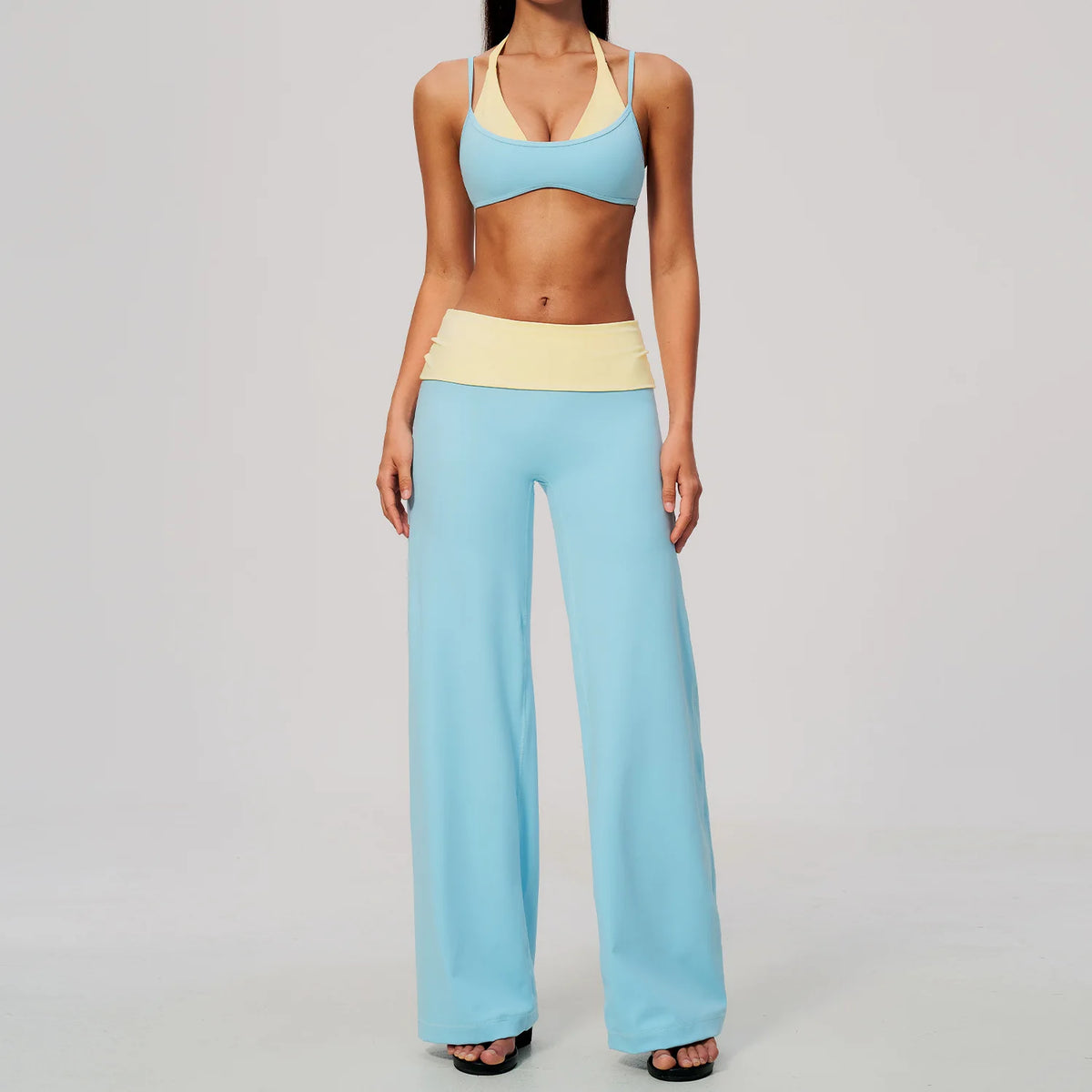Camila Contrast Color Fitness Suit Tracksuit Two Piece Sets