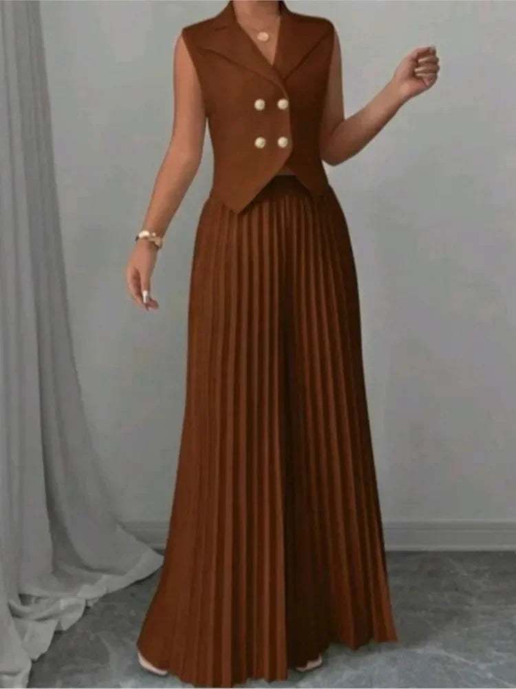 Jessy Fashion Solid Office Suit Casual Two Piece Set