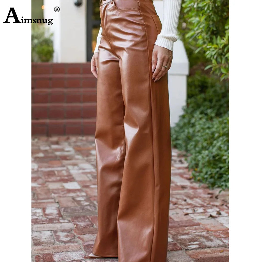 New Mexico Rock Style PU Leather Straight Sexy Night Club Legging Glossy Pants