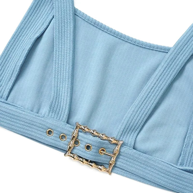 Oyster Bay Cutout Waist with Belt Wide Leg Flare Outfits Two Piece Set