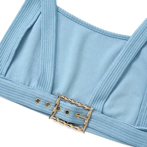 Oyster Bay Cutout Waist with Belt Wide Leg Flare Outfits Two Piece Set