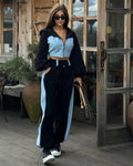 Paola Fashion Contrast Color Patchwork Two Piece Sets