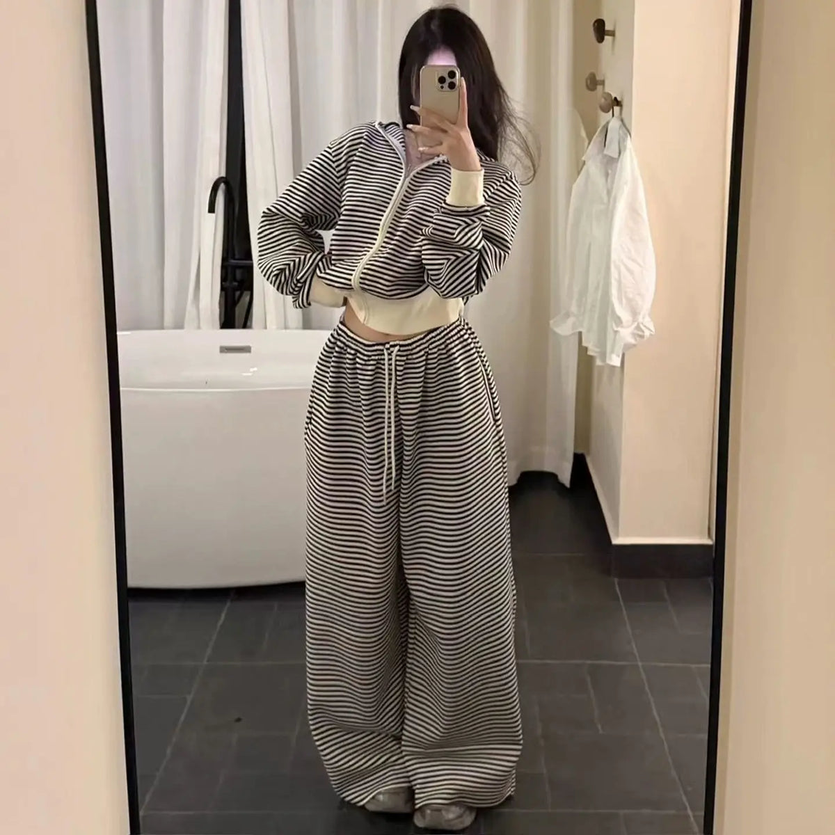 Jatnna Tracksuit Set Zip Up Long Sleeve Two Piece Sets
