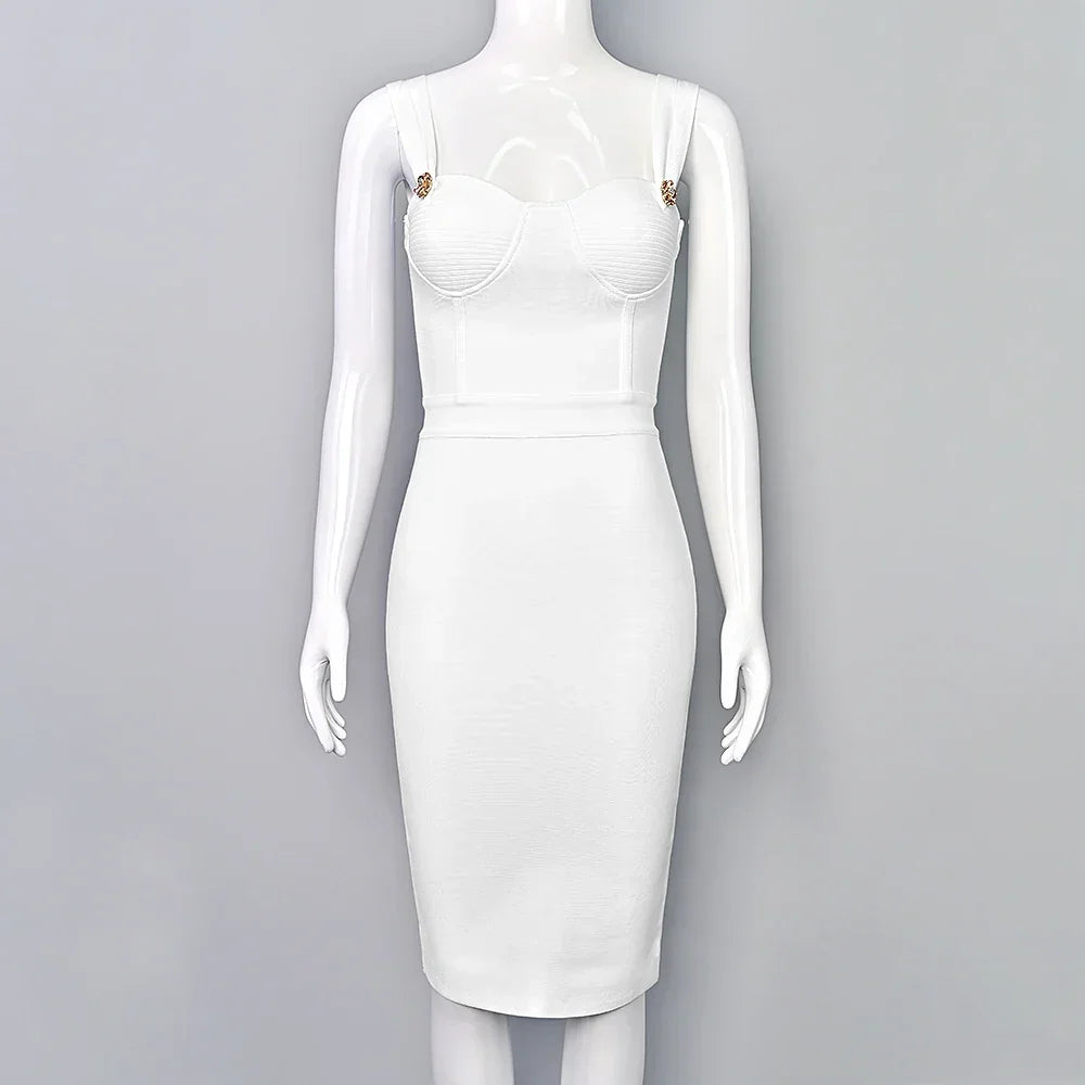 Sarnia Rhinestone Bandage Evening Date Night Maxi Spaghetti Strap Dress