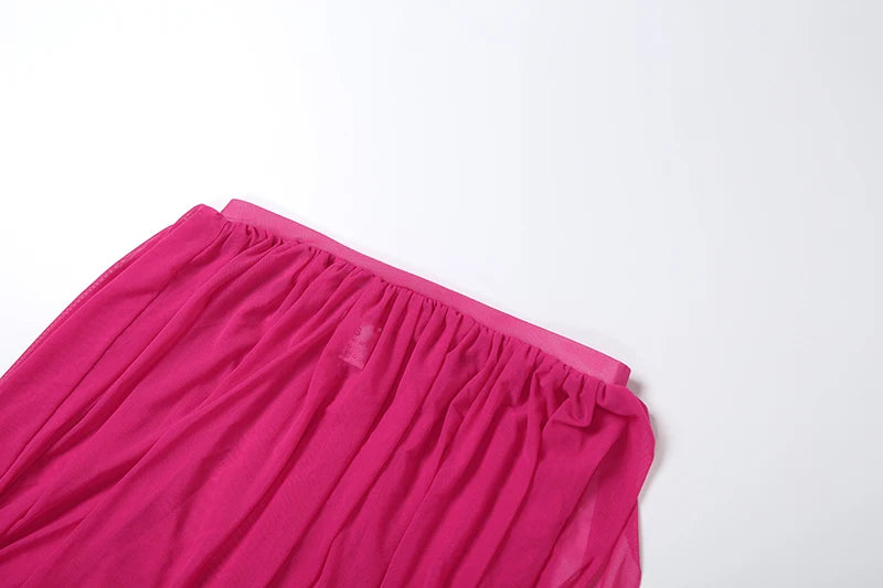 Ferris Lake See Through Midnight Irregular Full Sleeve Crop Matching Set