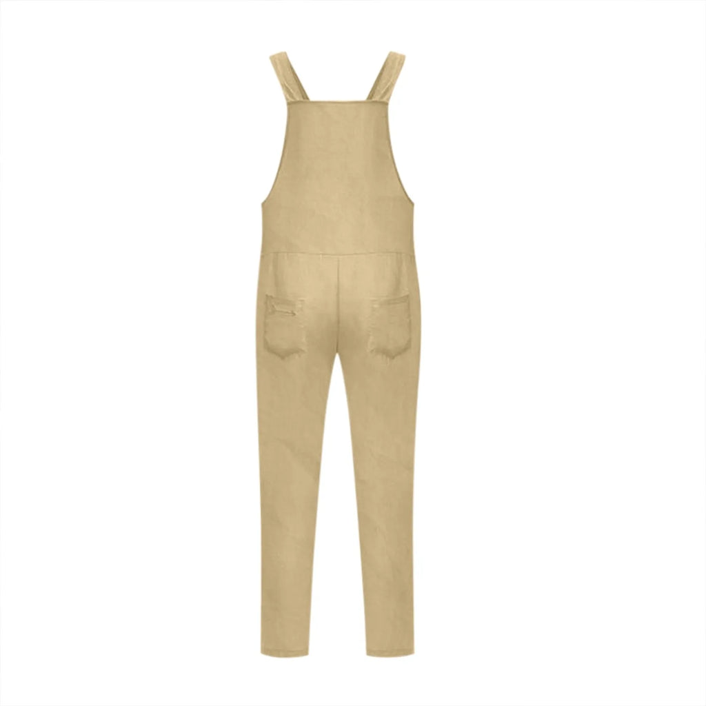 Women Plus Size Overalls Jumpsuits Casual Solid Loose Dungarees Retro Fashion