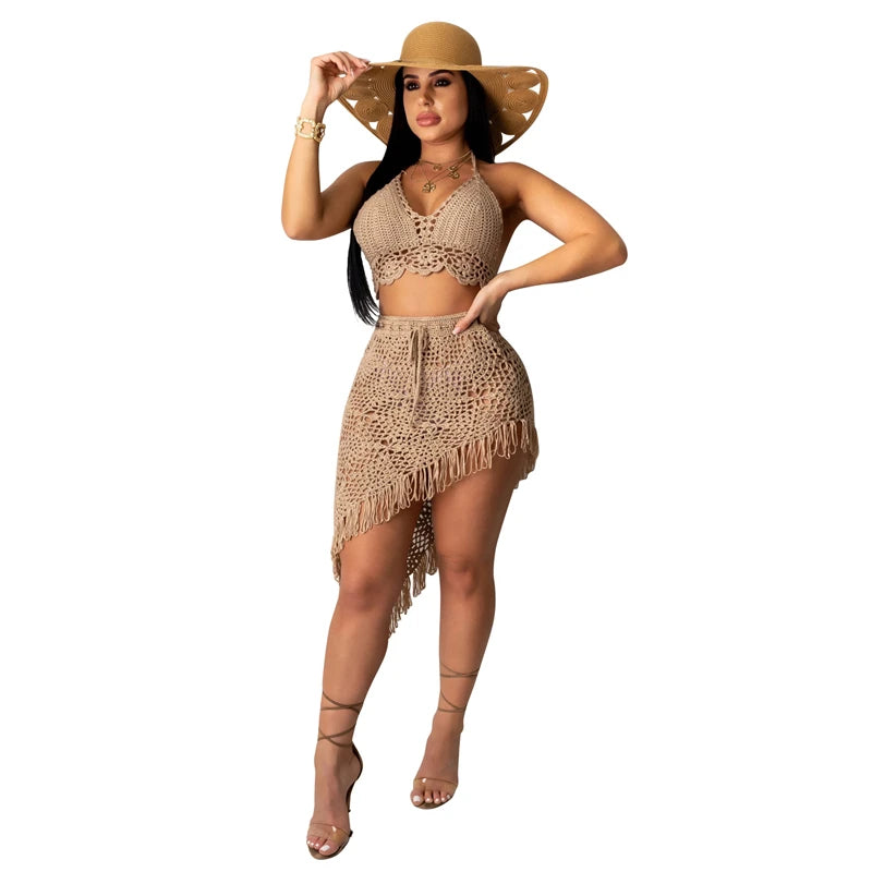 Katherine Knitted Summer Beach Two Piece Sets