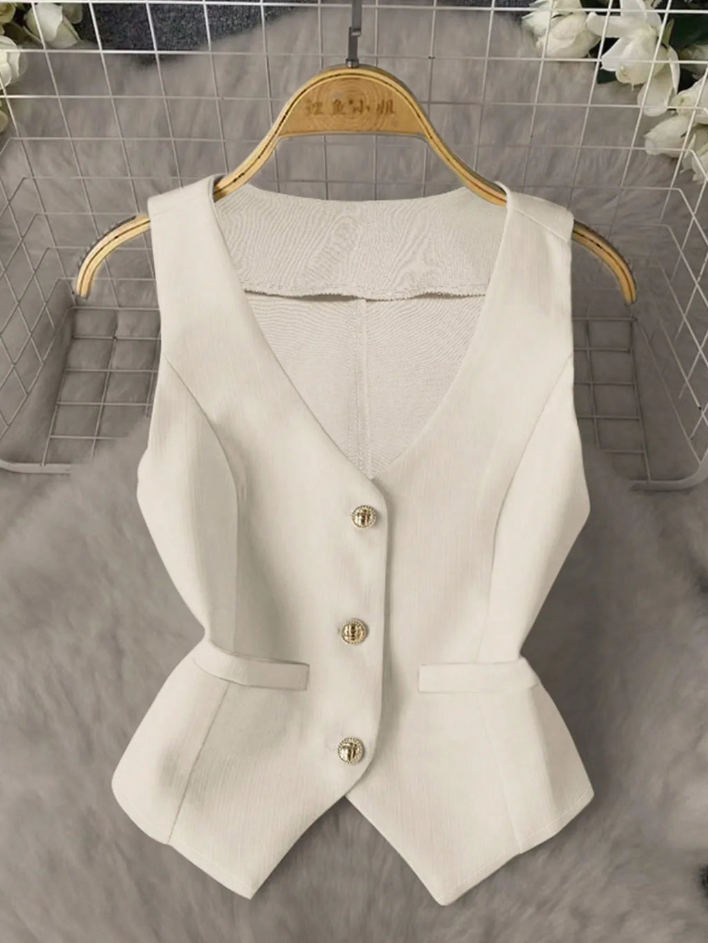 Lisbeth V-Neck Waist-Cinching Vest & Pleated Two Piece Sets