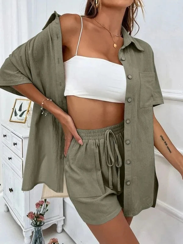 Gabi Long Sleeve Single Broad legged Two Piece Sets