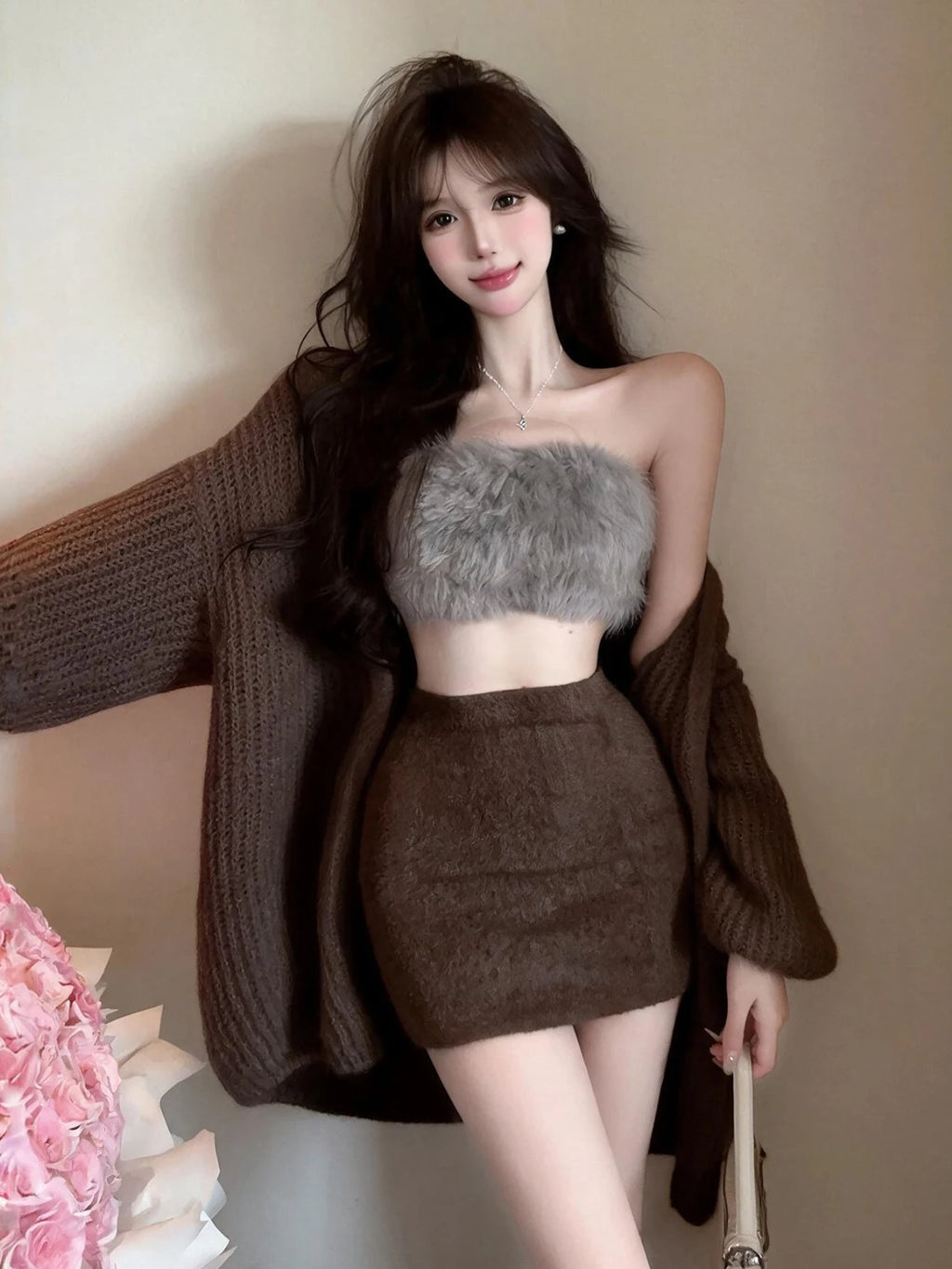 Lucero Long Sleeve Furry Inner Two Piece Sets