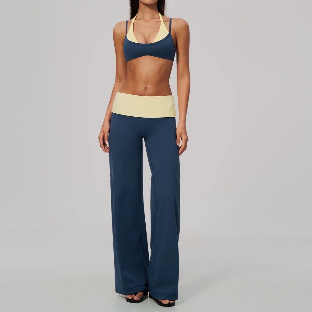 Camila Contrast Color Fitness Suit Tracksuit Two Piece Sets