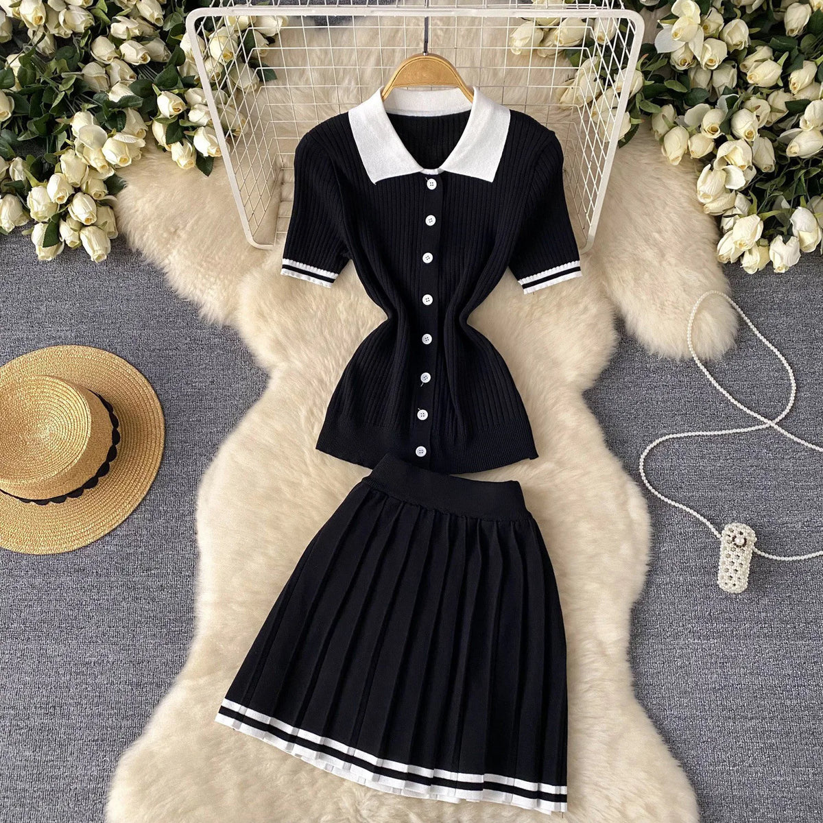 Fernanda Casual Streetwear Pleated Elegant Two Piece Sets