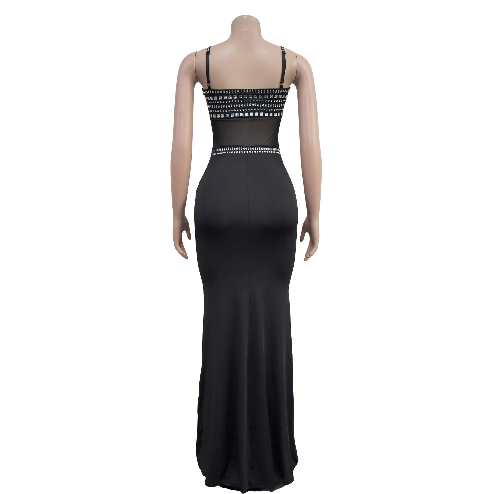 Stamford Diamond Mesh Sexy Transparent Lace Party Elegant Maxi Dress