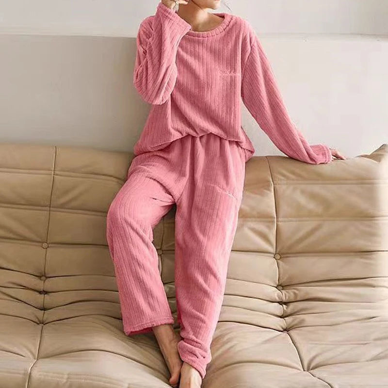 Lia Autumn Winter Plaid O-Neck Pullover Two Piece Sets