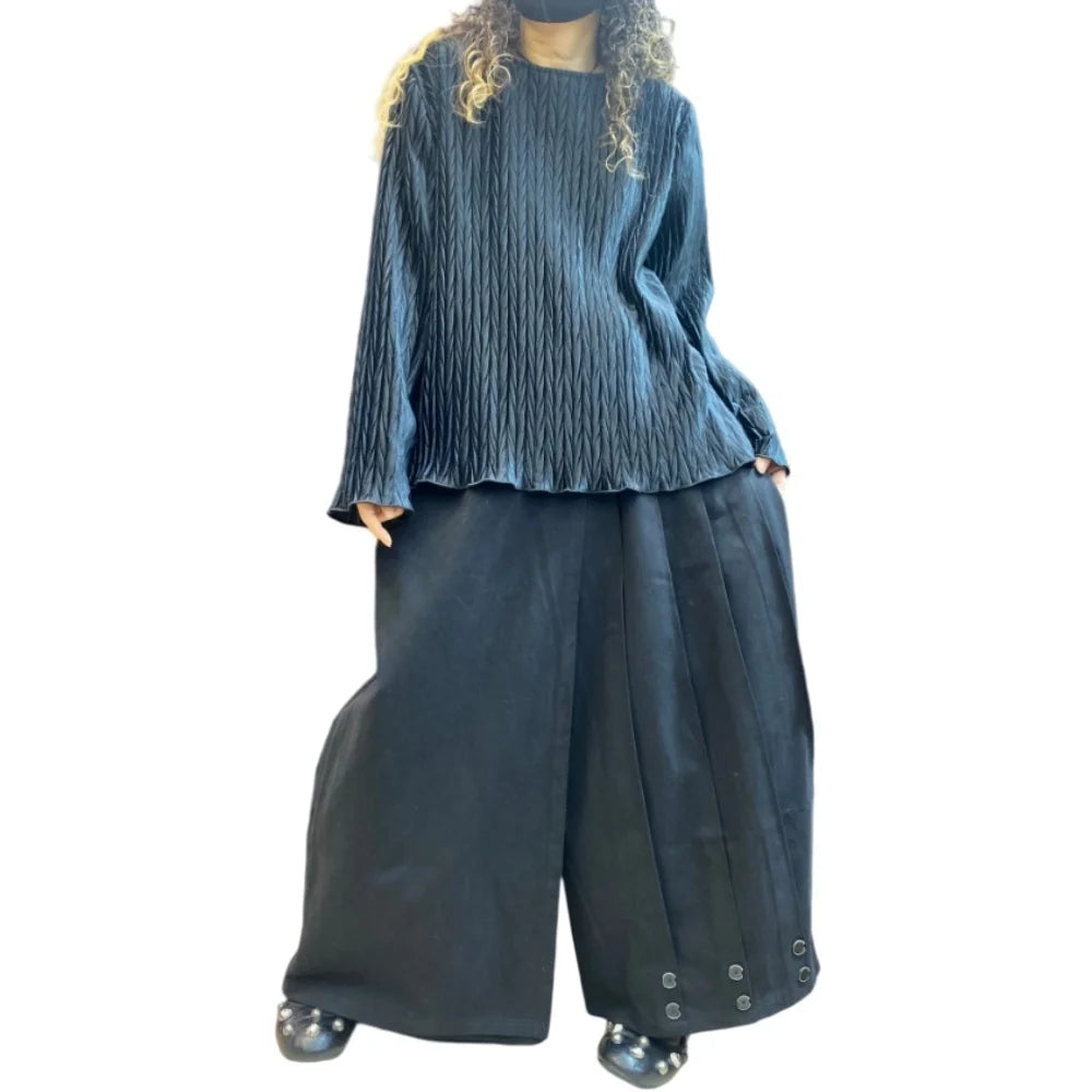 Alexa New Black Textured Long Sleeve Two Piece Sets