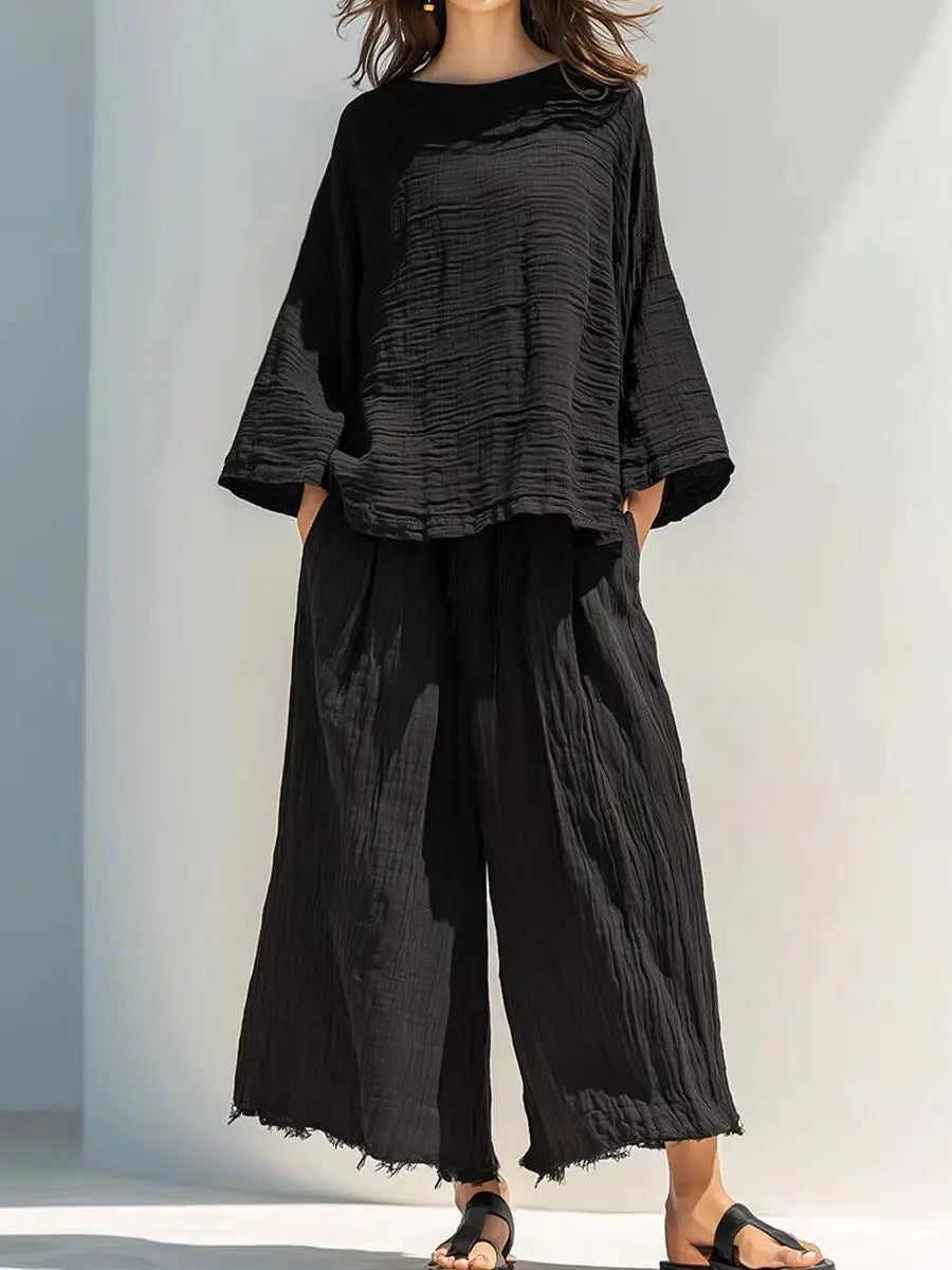 Keysi Relaxed Round Neck Two Piece Sets