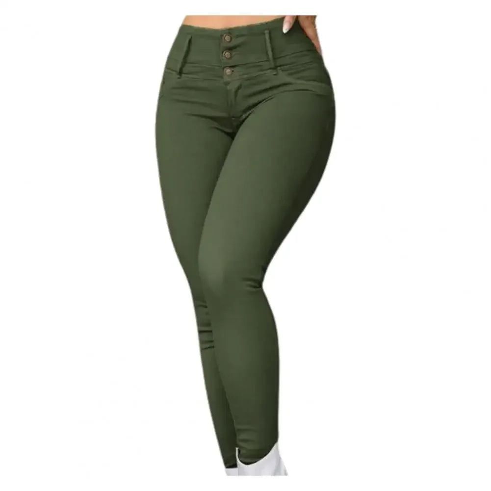 Flemington Skinny High Waist Slim Stretchy Zipper Button Breathable Ankle Length Pencil Pants