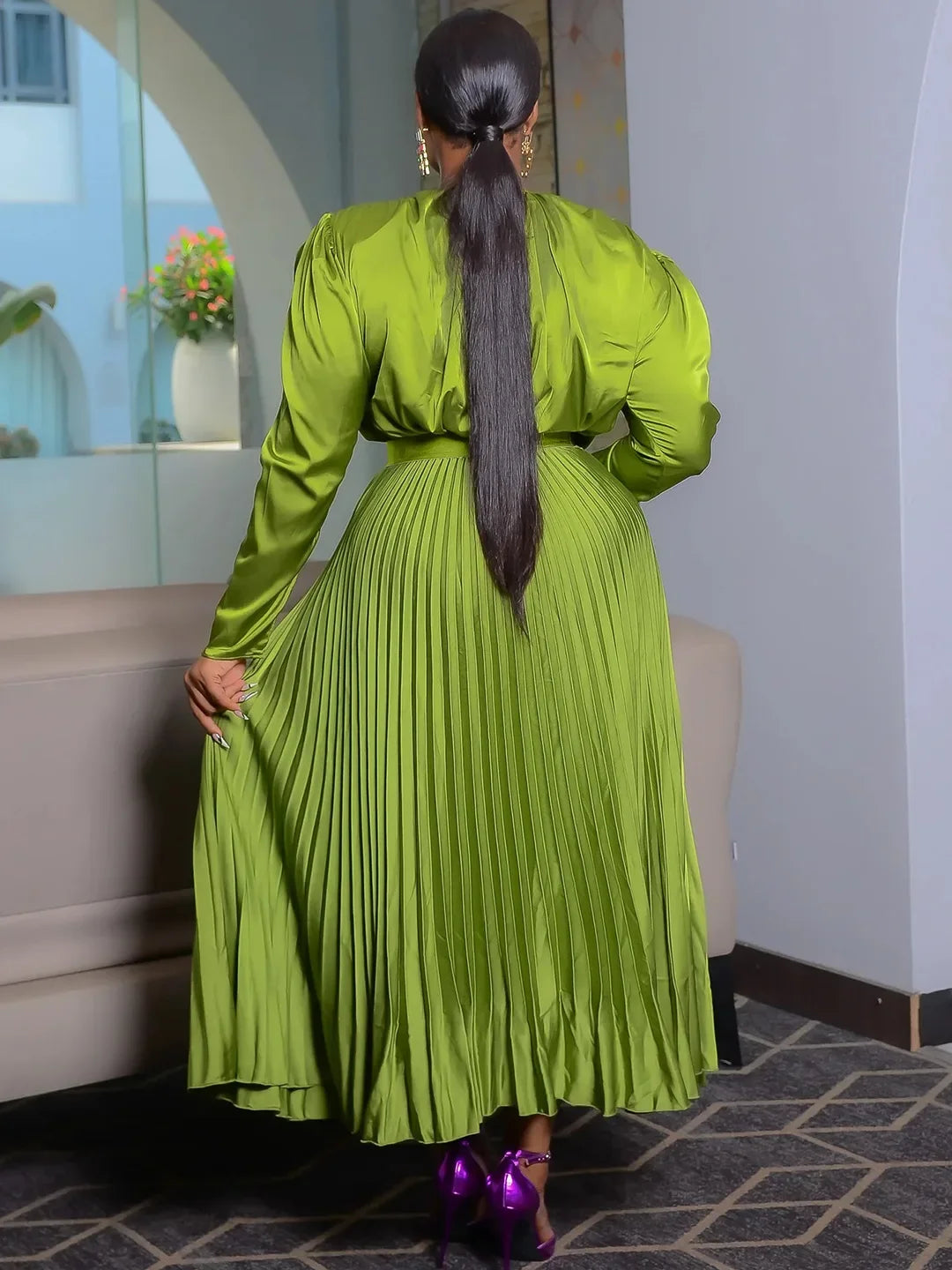 Darian V-neck Pleated Maxi Two 2 Piece Set