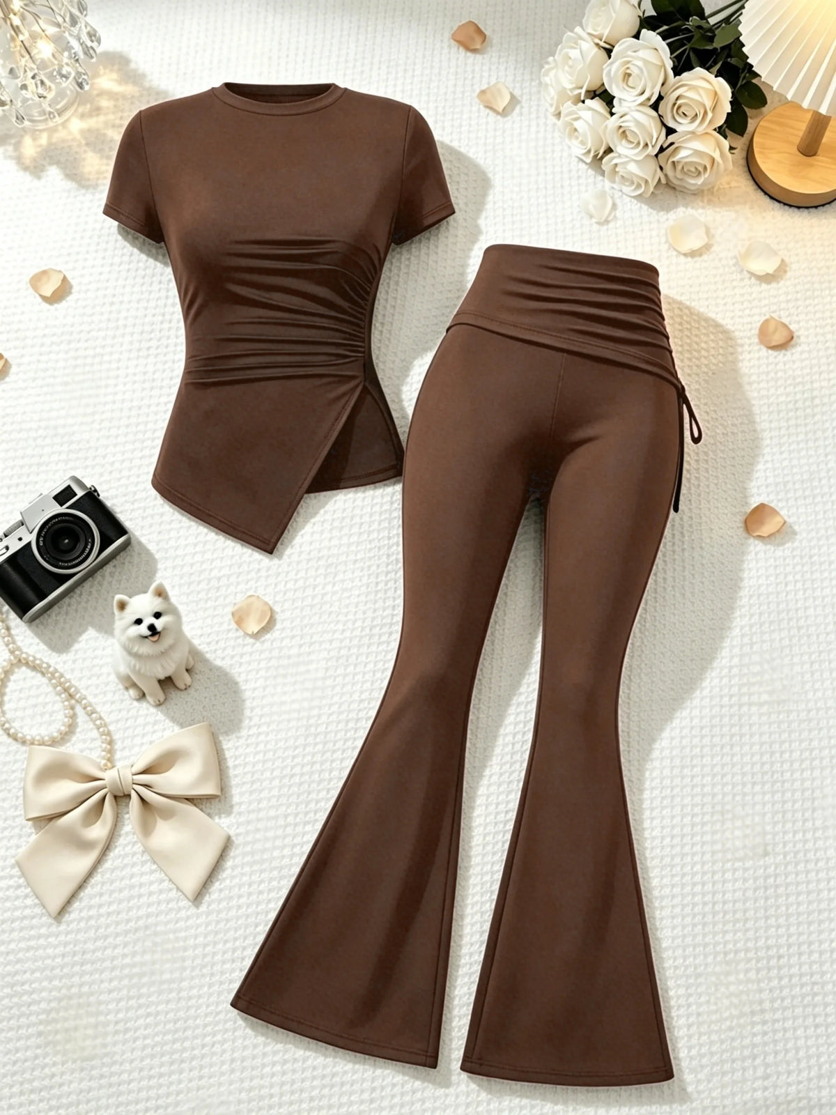Ashley High Waist Fold Over Side Two Piece Sets