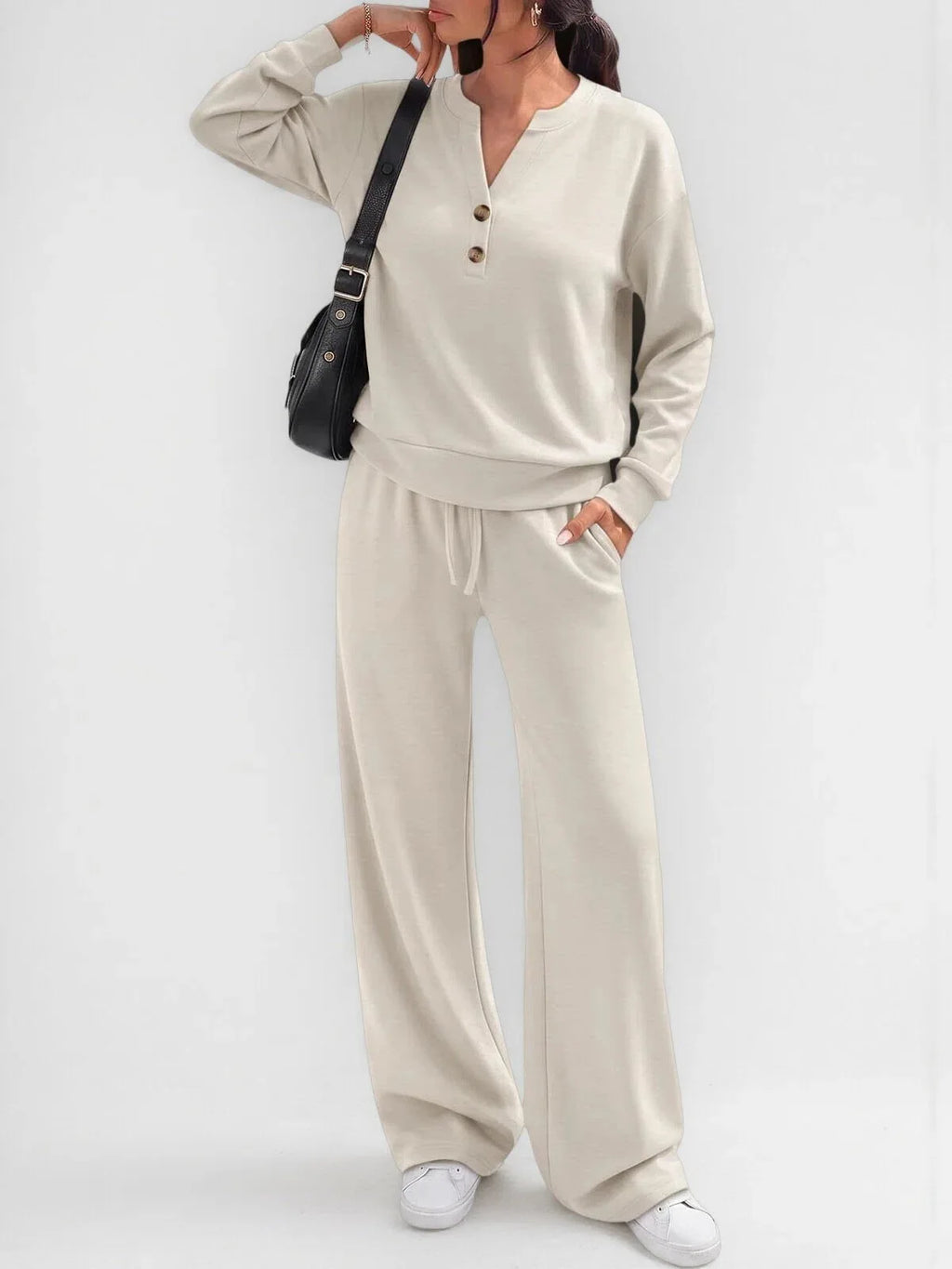 Maria Simple Style Fashionable Wide-leg Two Piece Sets