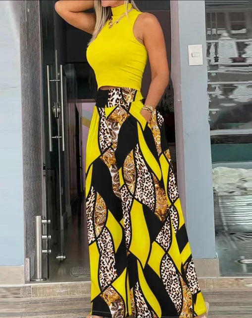 Judith Fashion Printing Casual Solid Two Piece Set