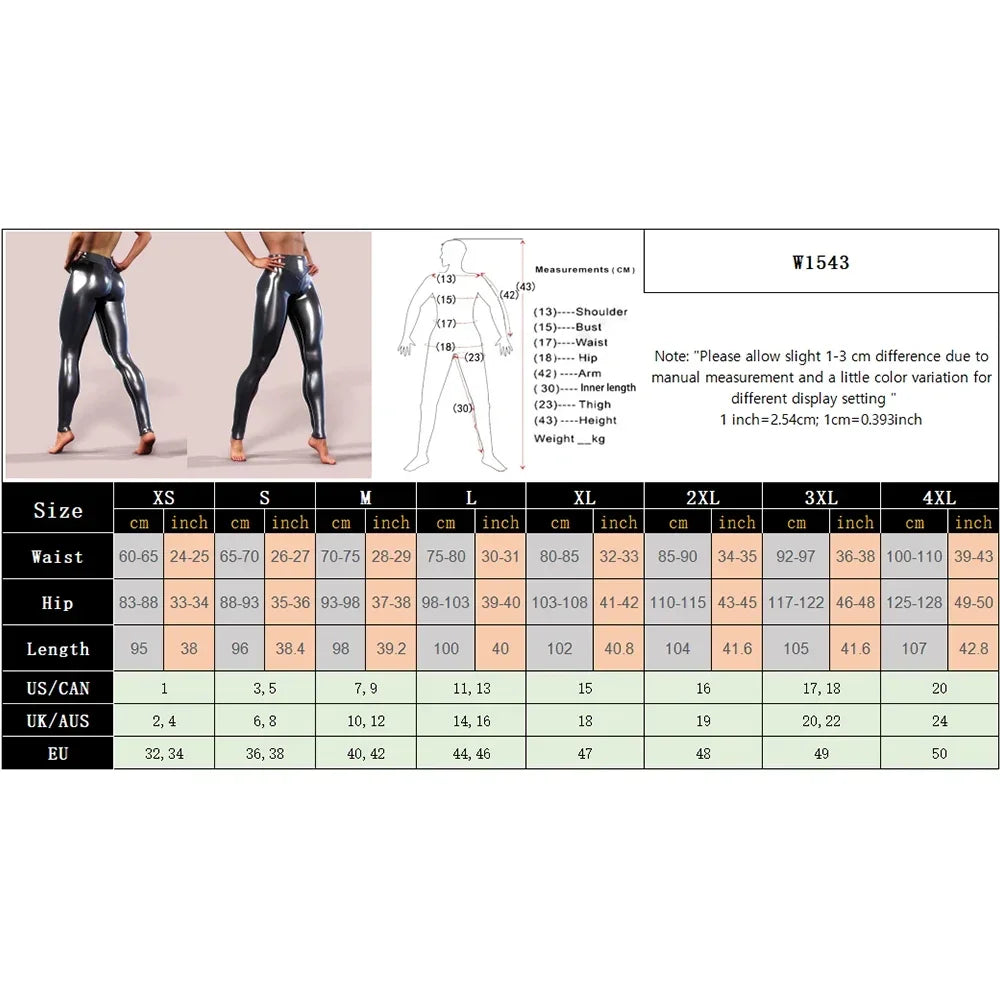 Morrestown Luster Shiny Elasticity Printing Leggings Slim Elastic Leather Pants