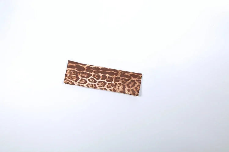 Stonington Leopard Print Headband Half Turtleneck Full Sleeve and Elastic Waist Set